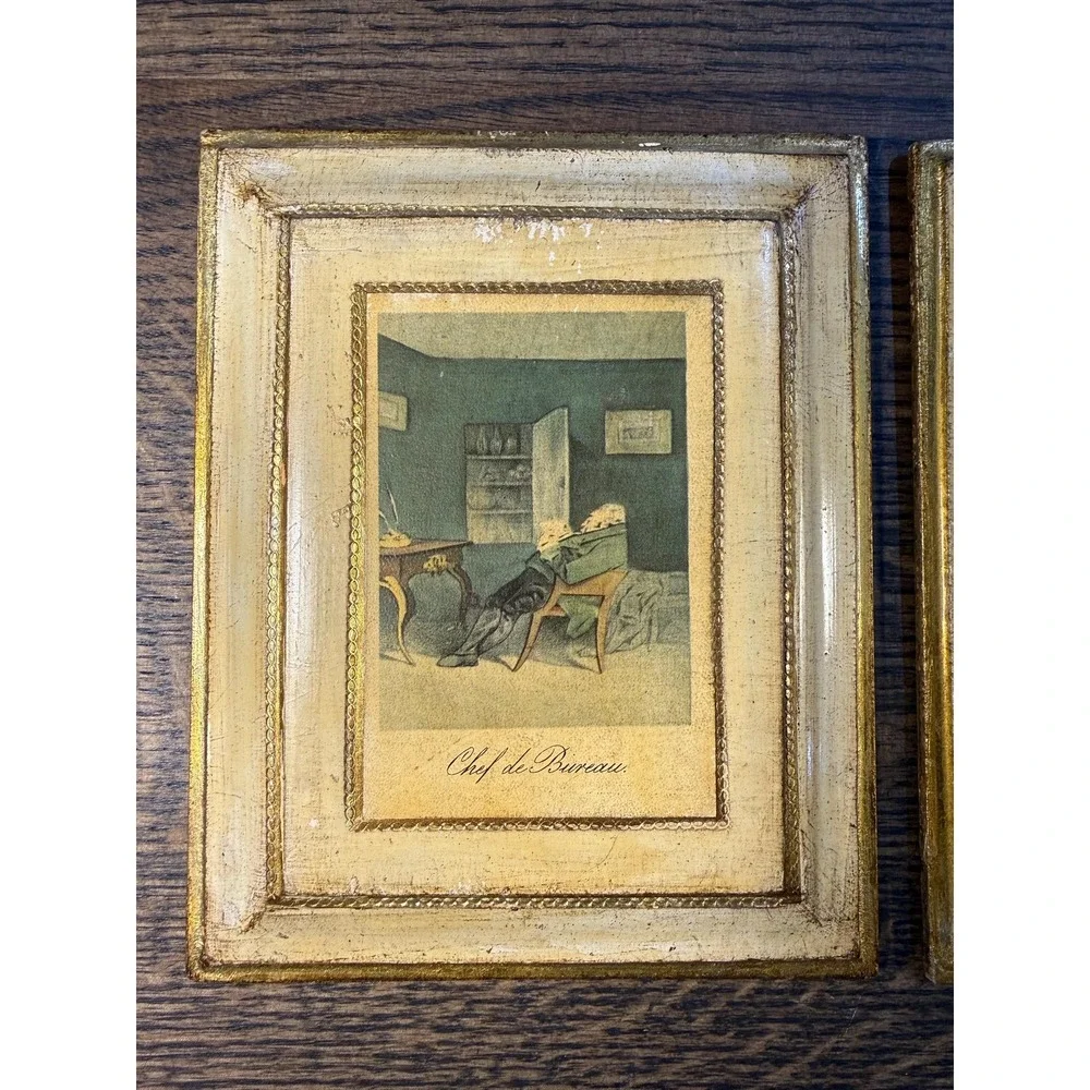 Vintage Italian‎ Occupational Prints on Wood Plaques - 1940s Set of 3